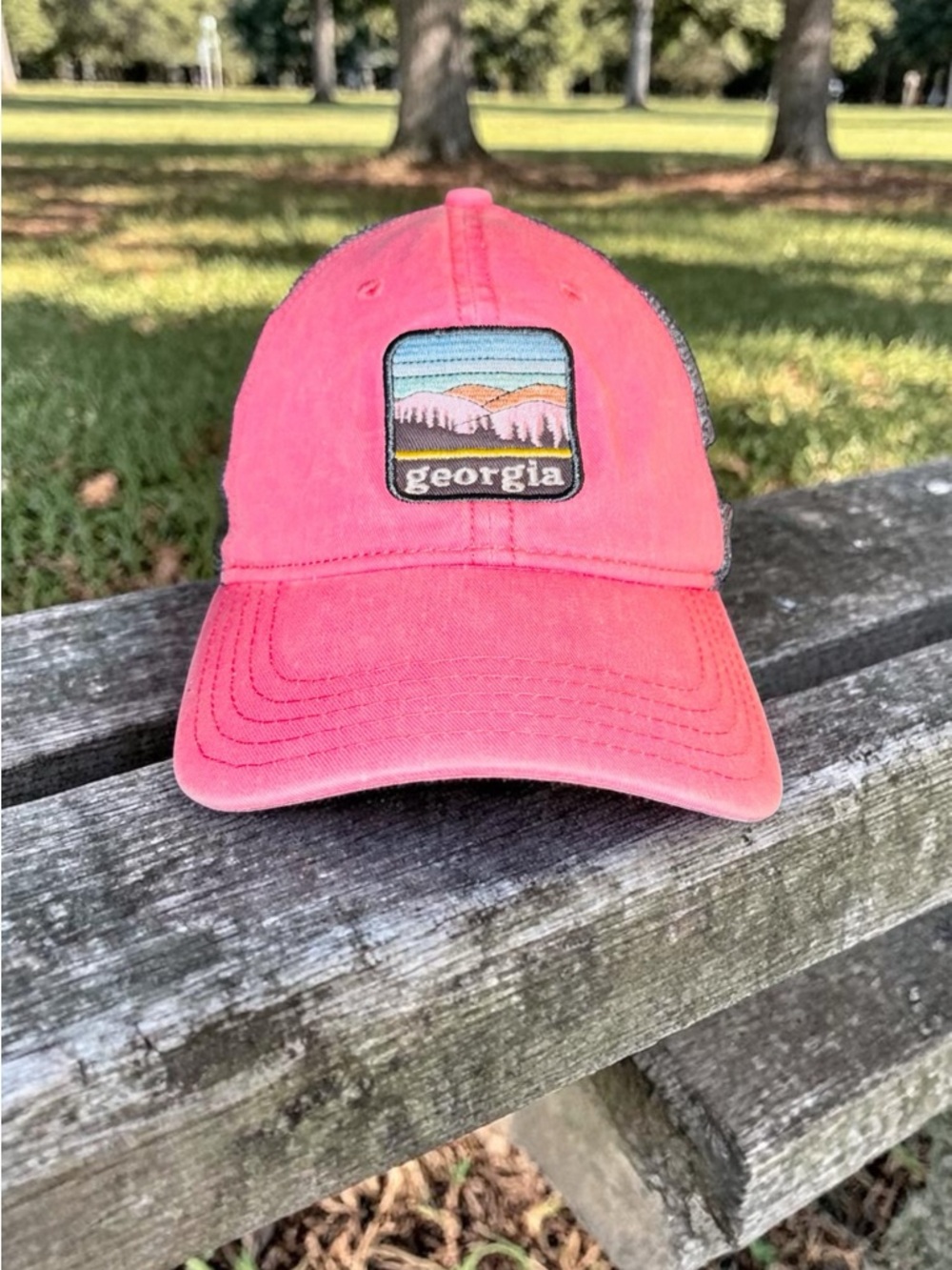 Home Free Faded Pink Georgia  Womens Mesh Adjustable Strap Trucker Hat EUC